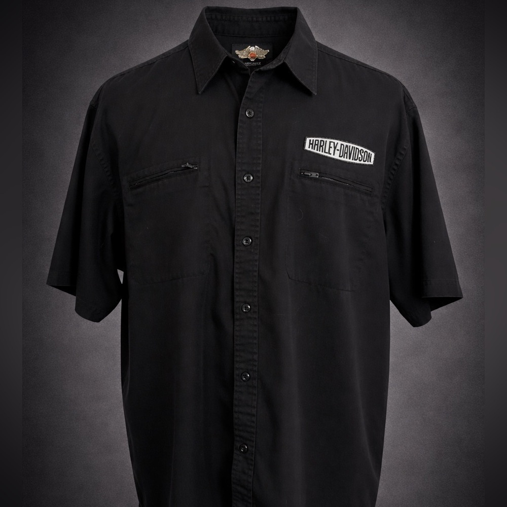 Harley-Davidson Mechanic Shirt Men’s XL Black Embroidered Short Sleeve
